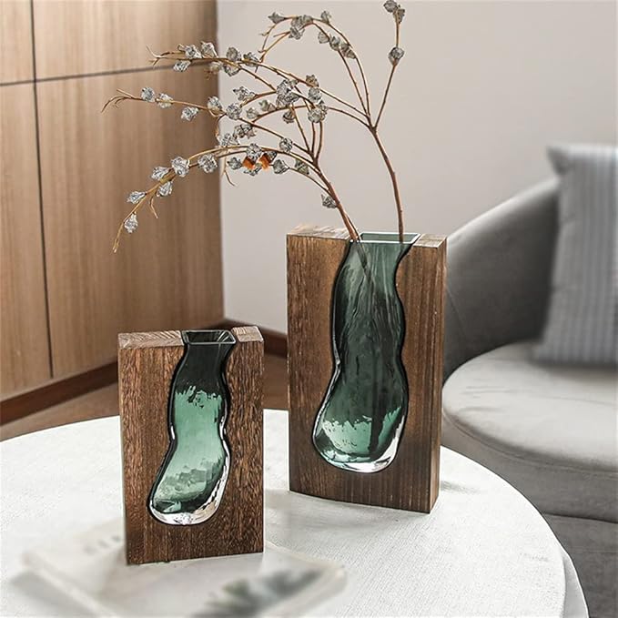 Timeless Glass And Wood Vase 0