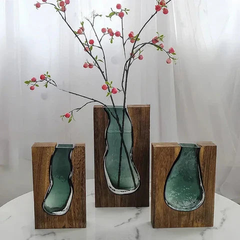 Timeless Glass And Wood Vase 1