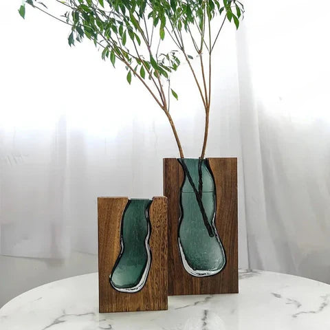 Timeless Glass And Wood Vase 2