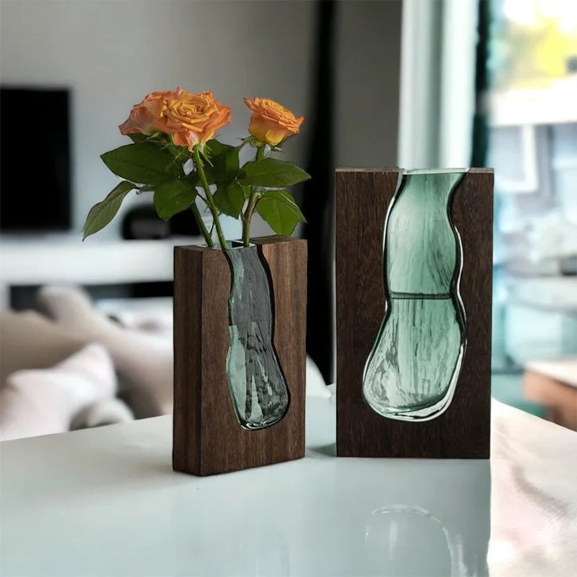 Timeless Glass And Wood Vase 3