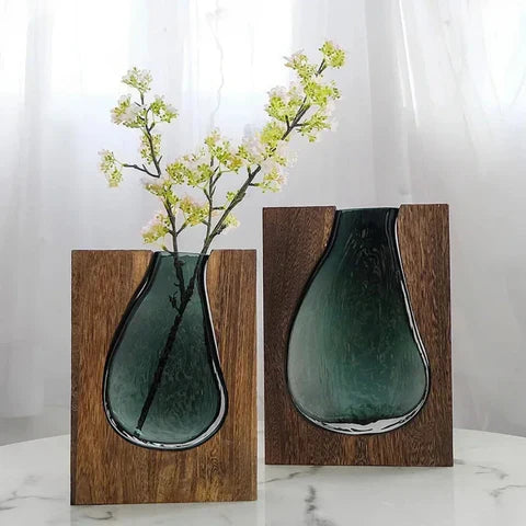 Timeless Glass And Wood Vase 4