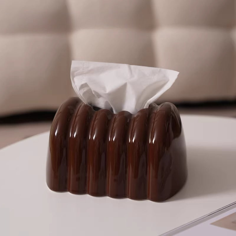 Timeless Ribbed Ceramic Tissue Box Cover 0