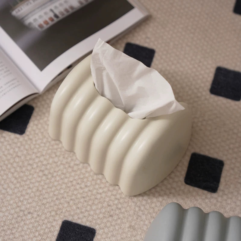 Timeless Ribbed Ceramic Tissue Box Cover 3