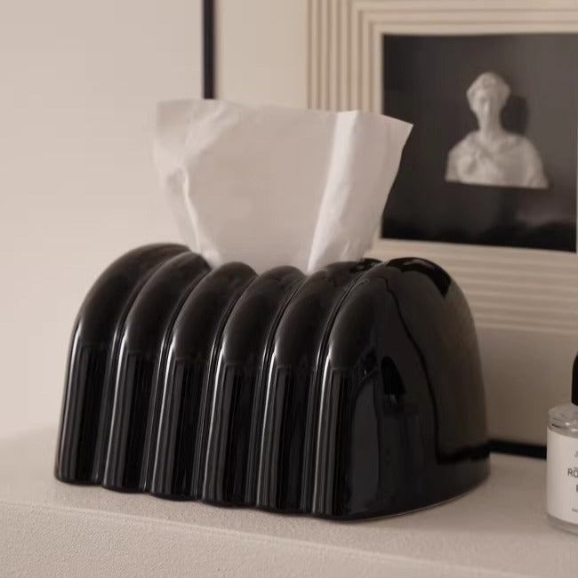 Timeless Ribbed Ceramic Tissue Box Cover 6