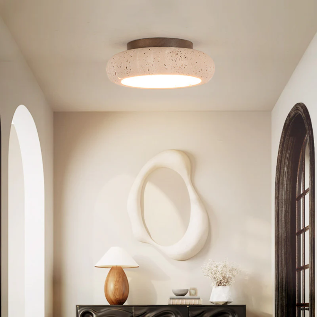 Timeless Travertine Flush Mount Ceiling Light 0