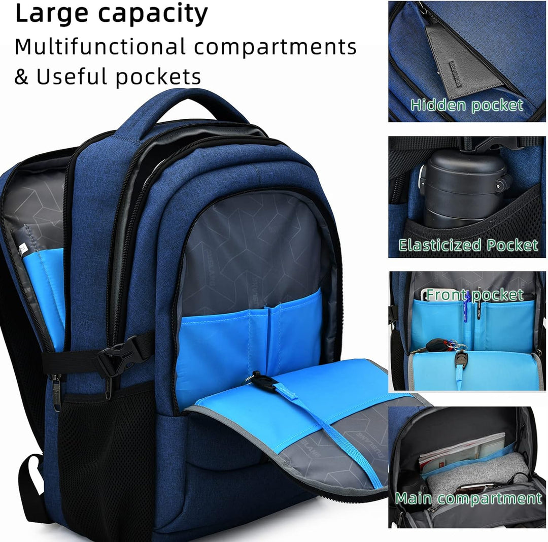Water-Resistant Travel Laptop Backpack interior compartments view