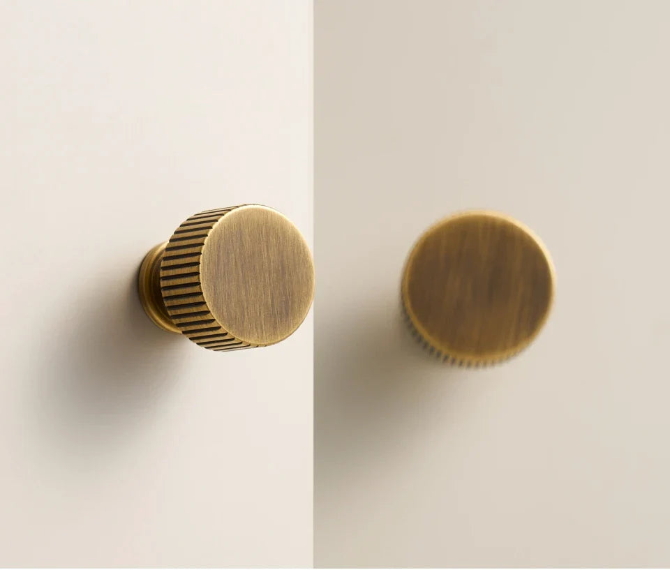 Fluted-Edge Brass Cabinet Knob