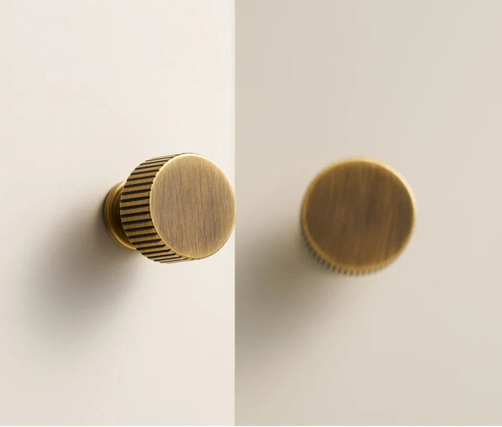 Fluted-Edge Brass Cabinet Knob