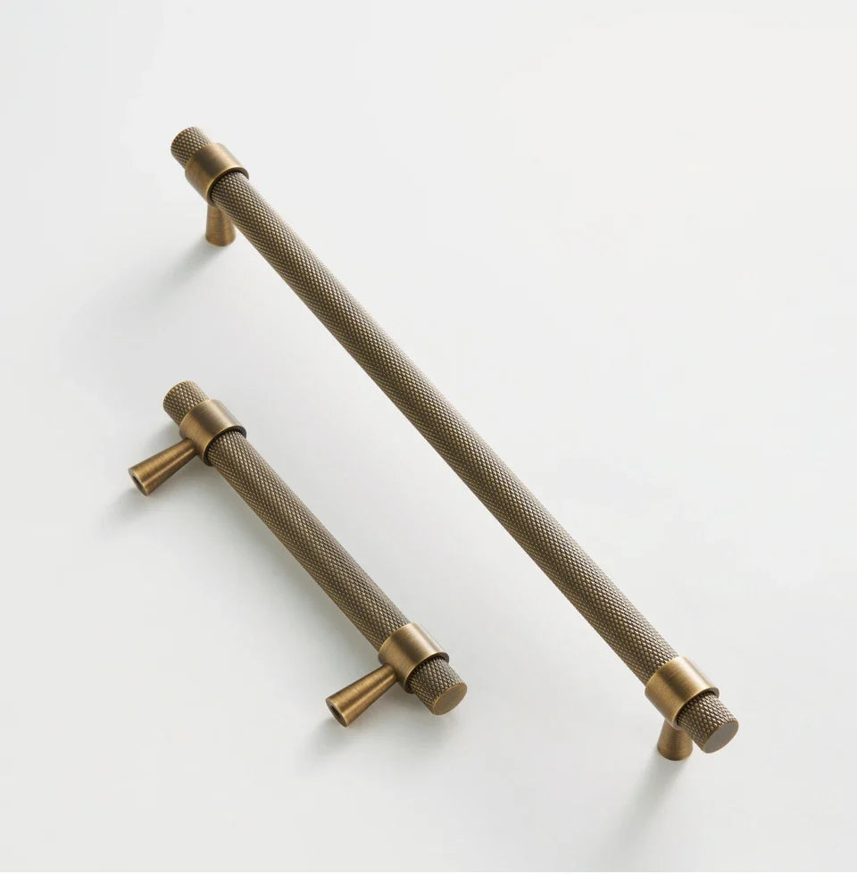 Antique Brass Knurled Cabinet Pull