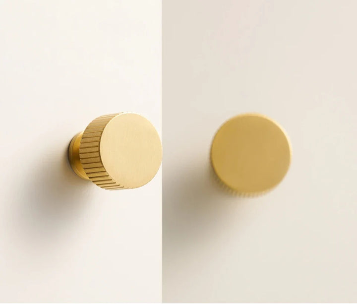 Fluted-Edge Brass Cabinet Knob