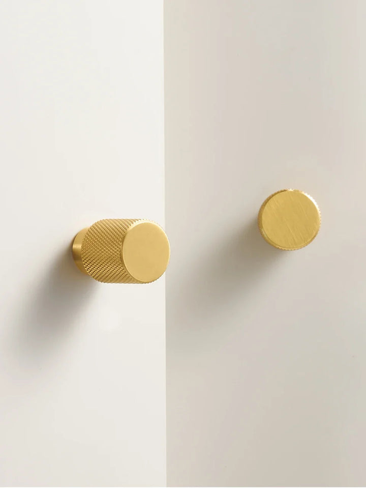 Brass Cross-Knurled Cabinet Knob pair