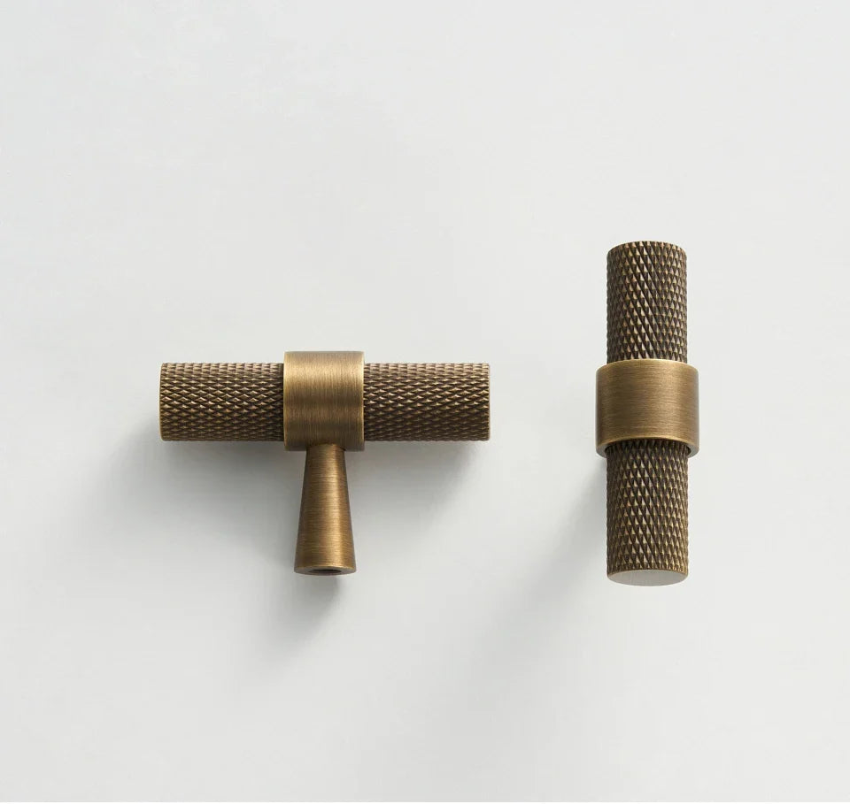 Antique Brass Knurled Cabinet Pull