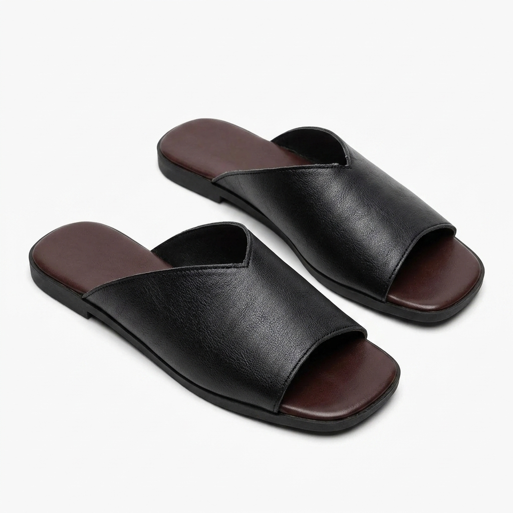 Vegan Leather Open-Toe Flats 4