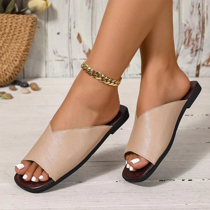 Vegan Leather Open-Toe Flats 5