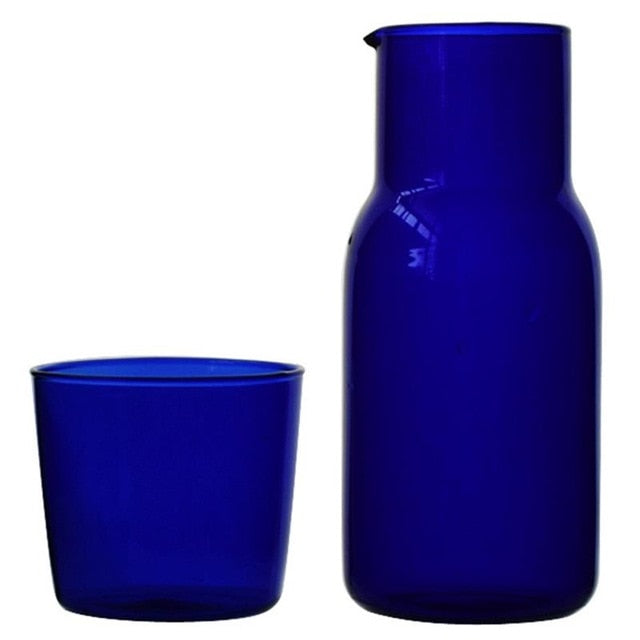 Royal Blue Color-Tinted Jug & Tumbler Set front view