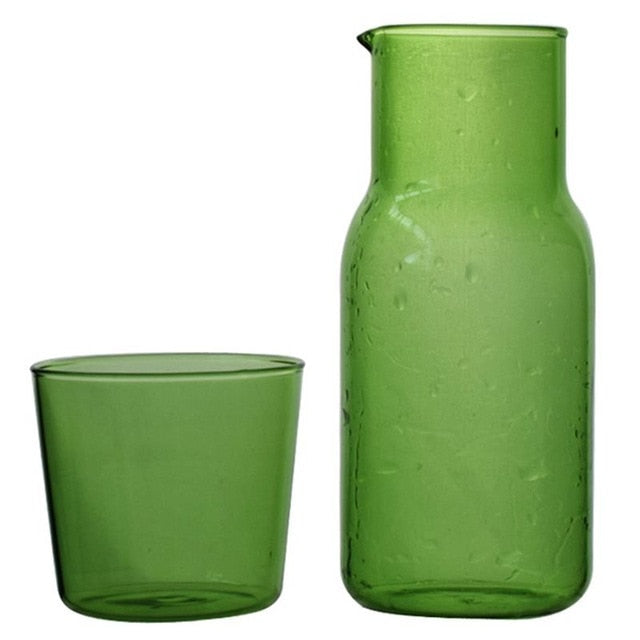 Green Color-Tinted Jug & Tumbler Set front view