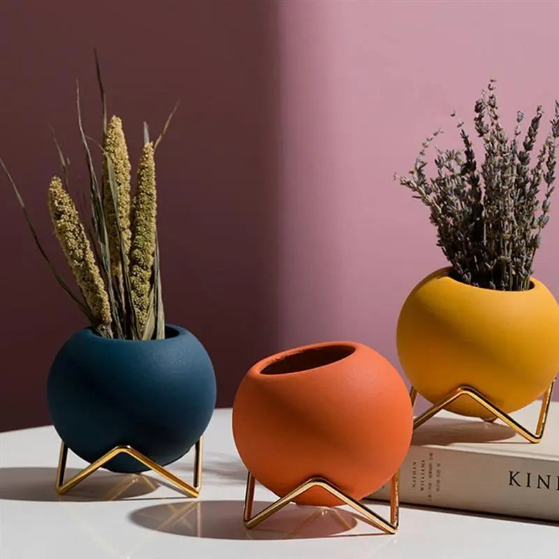 Vibrant Ceramic Planter With Stand 1