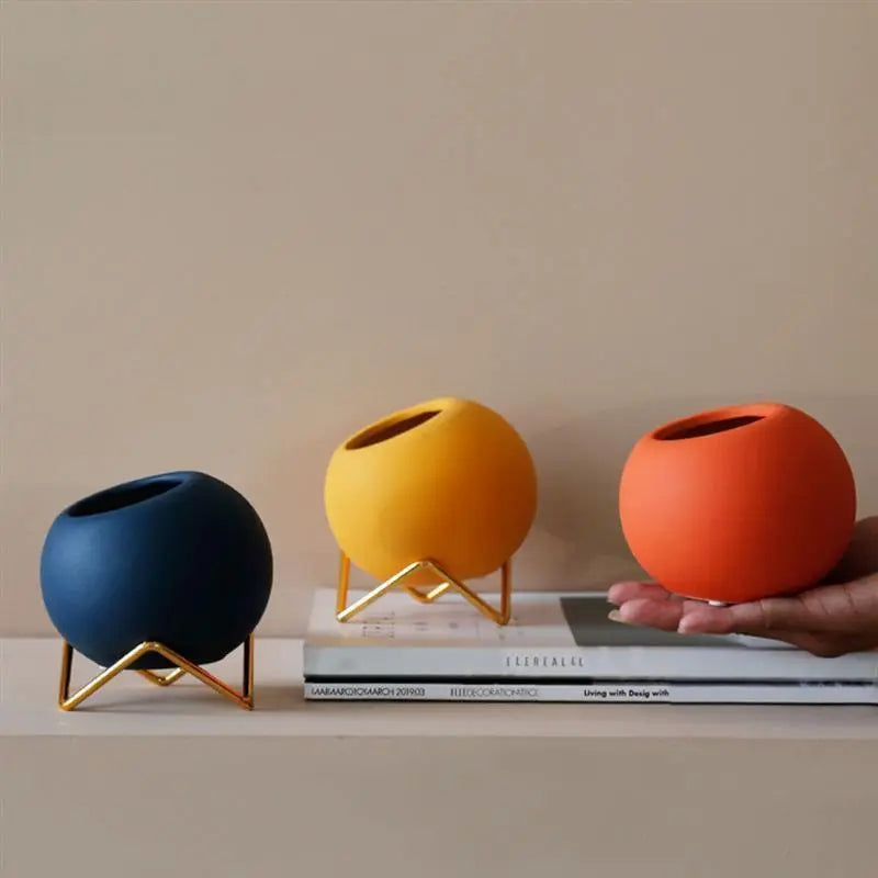 Vibrant Ceramic Planter With Stand 2