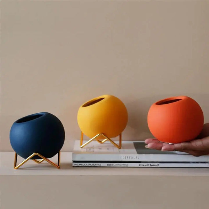 Vibrant Ceramic Planter With Stand 2