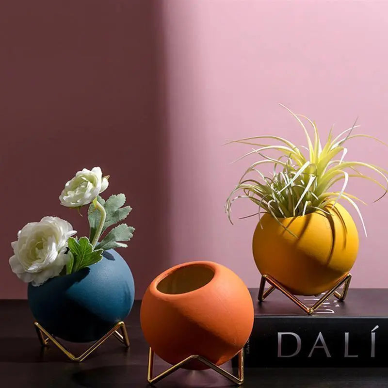 Vibrant Ceramic Planter With Stand 5