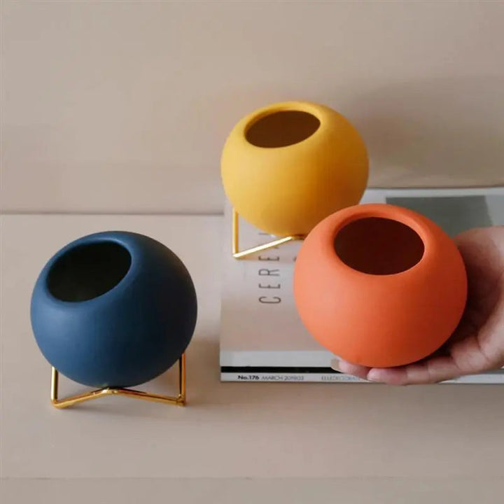 Vibrant Ceramic Planter With Stand 6