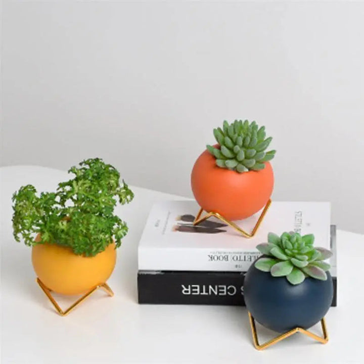 Vibrant Ceramic Planter With Stand 7