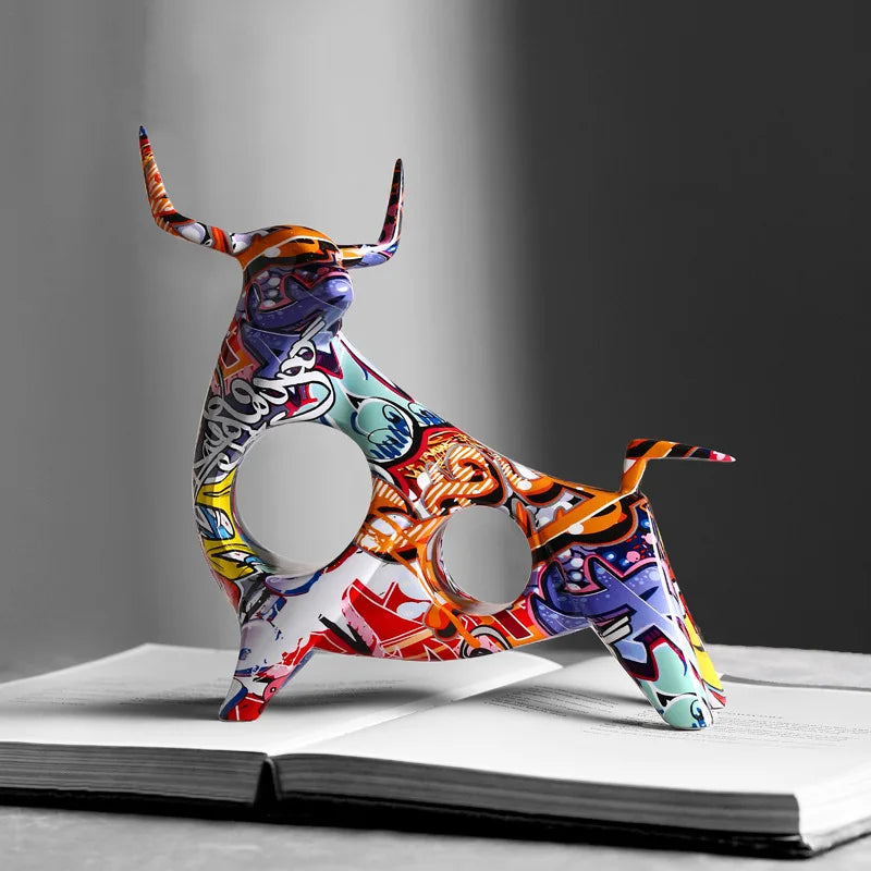 Vibrant Resin Bull Sculpture 0