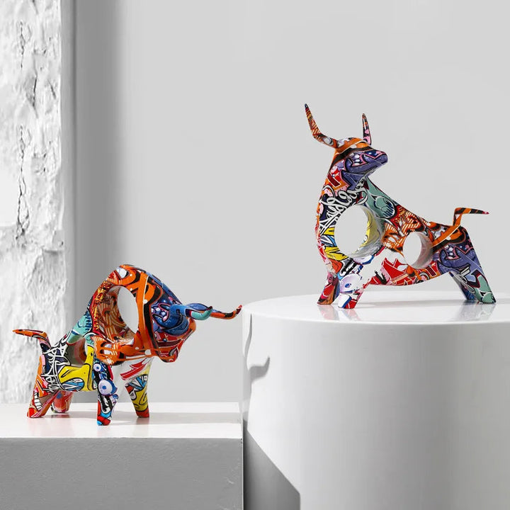 Vibrant Resin Bull Sculpture 1