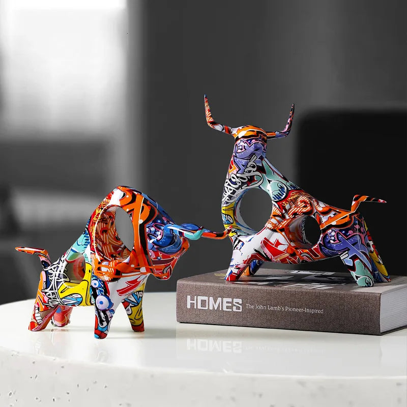 Vibrant Resin Bull Sculpture 2