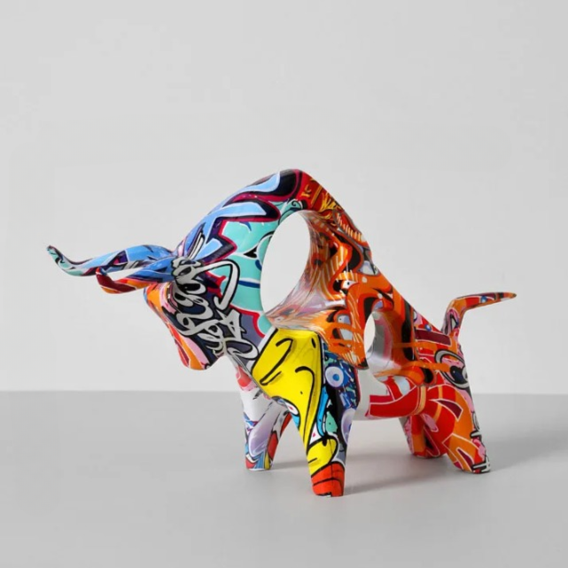 Vibrant Resin Bull Sculpture 3