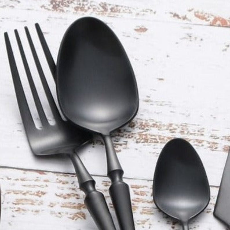Black Ridgemont Matte Cutlery – Lifestyle View