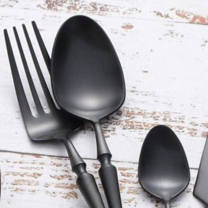 Black Ridgemont Matte Cutlery – Lifestyle View