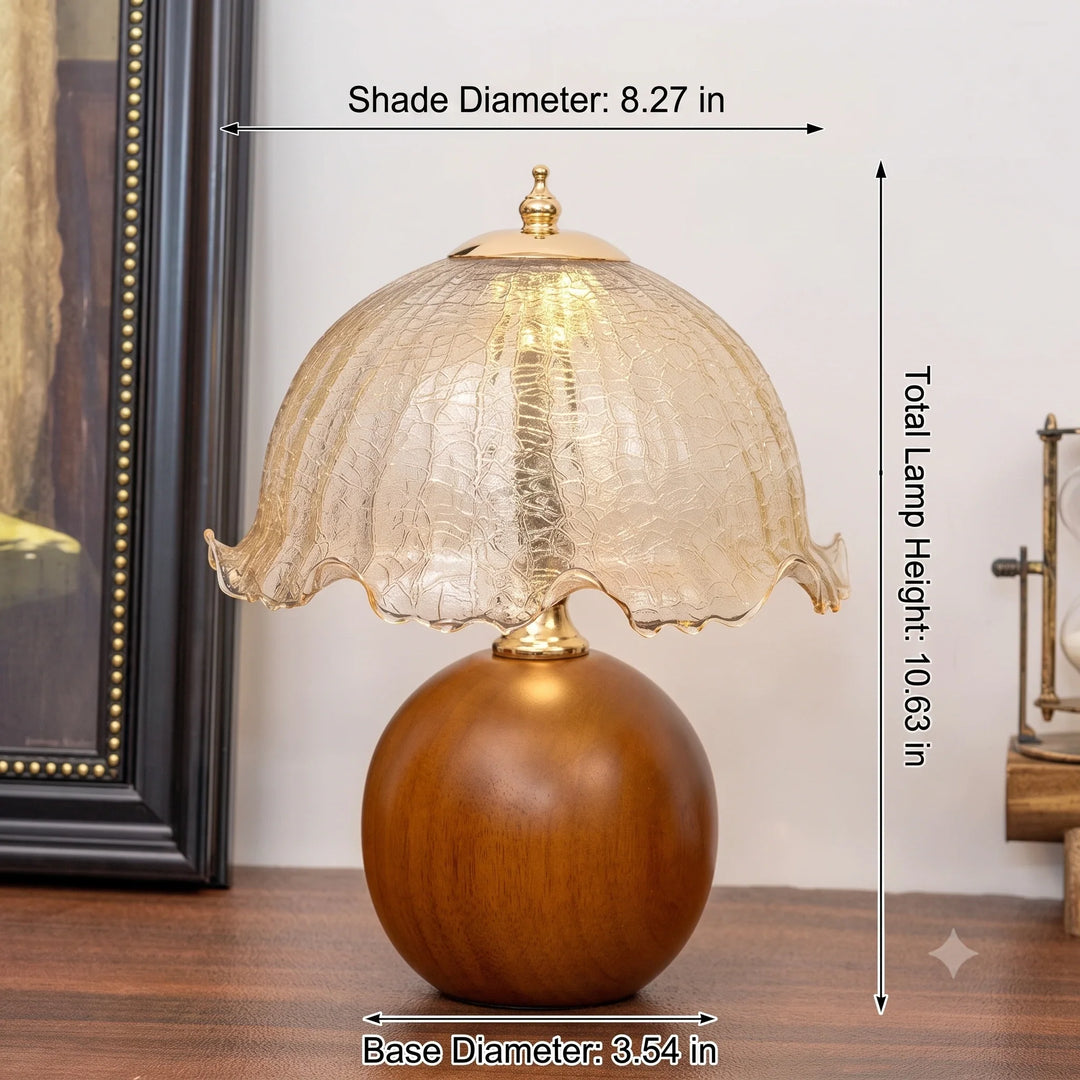 Gold Crackle Glass Flower Table Lamp Studio Shot