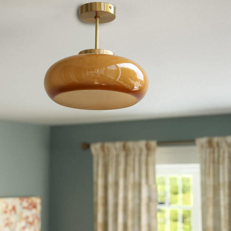 Vintage Yellow Glass Ceiling Light 0