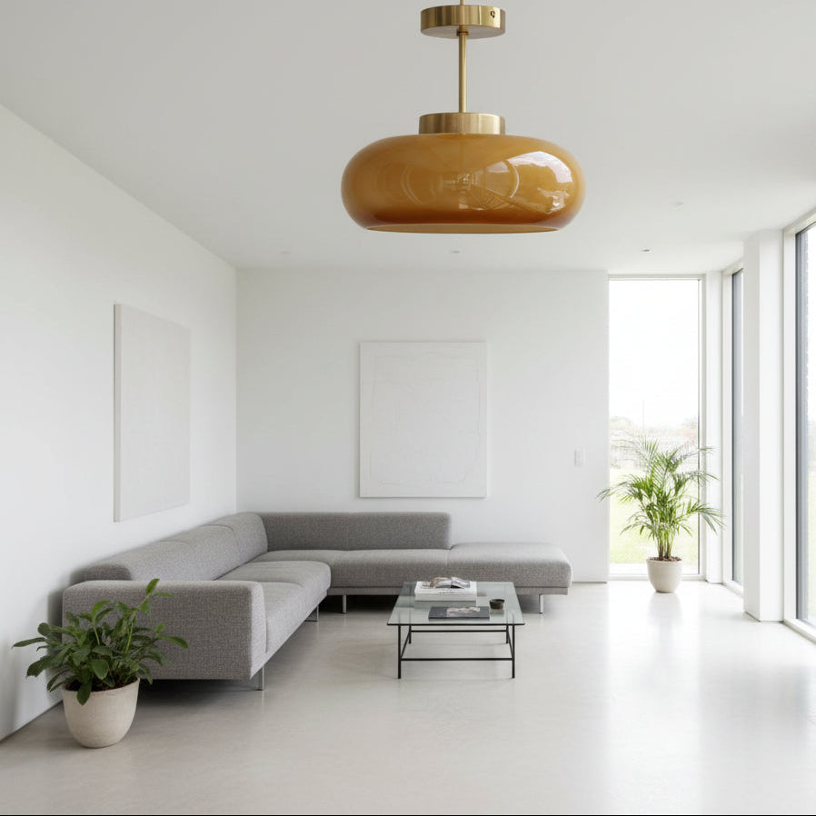 Vintage Yellow Glass Ceiling Light 4