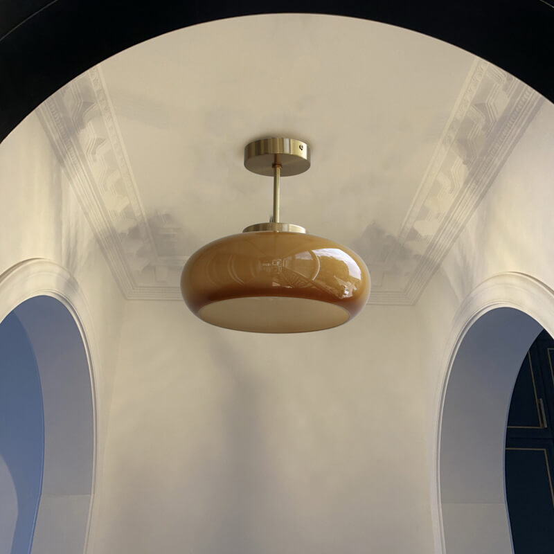 Vintage Yellow Glass Ceiling Light 8
