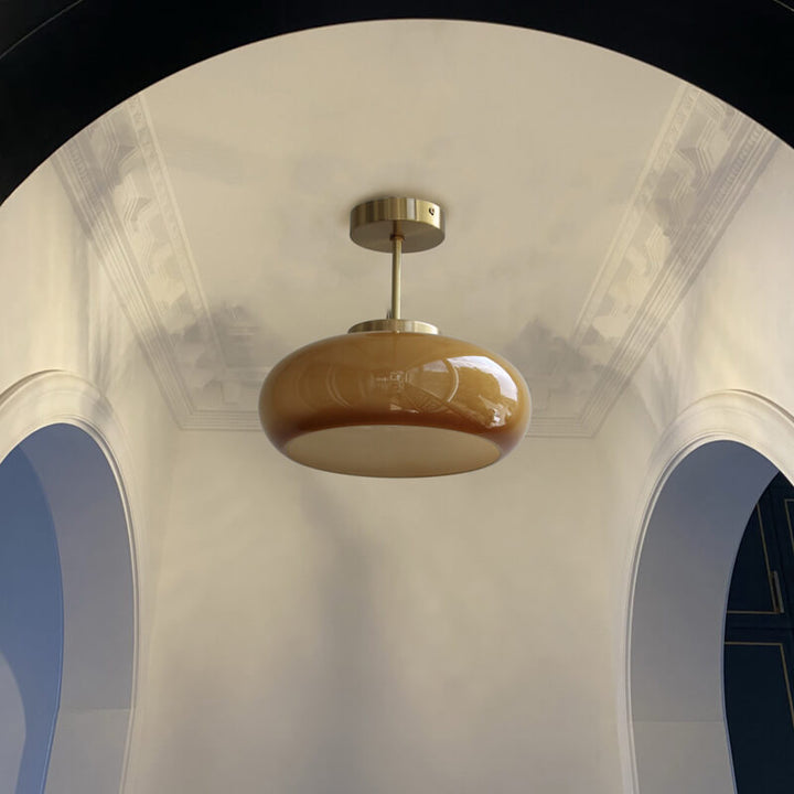 Vintage Yellow Glass Ceiling Light 8