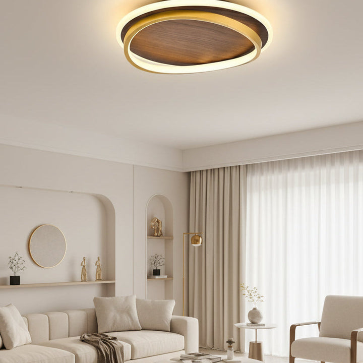 Walnut Flush Mount Ceiling Light 0