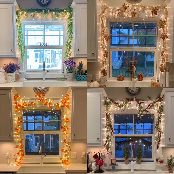 Warm White Battery Operated Garland With Lights 7