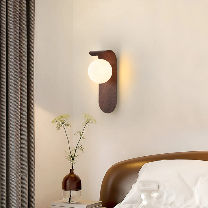 Warm Wood Globe Wall Sconce 2