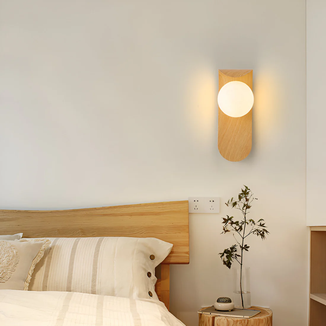 Warm Wood Globe Wall Sconce 3