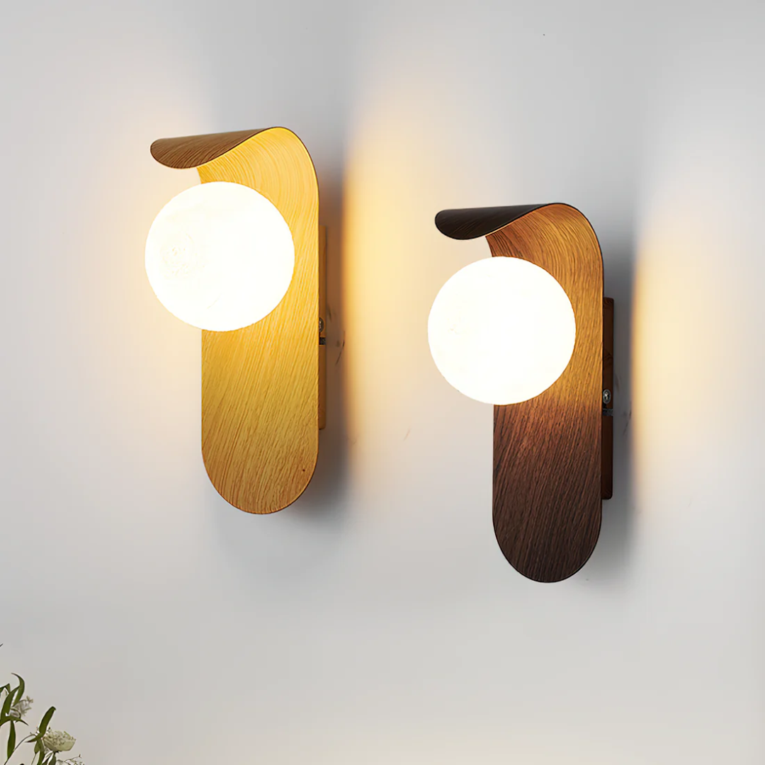Warm Wood Globe Wall Sconce 4