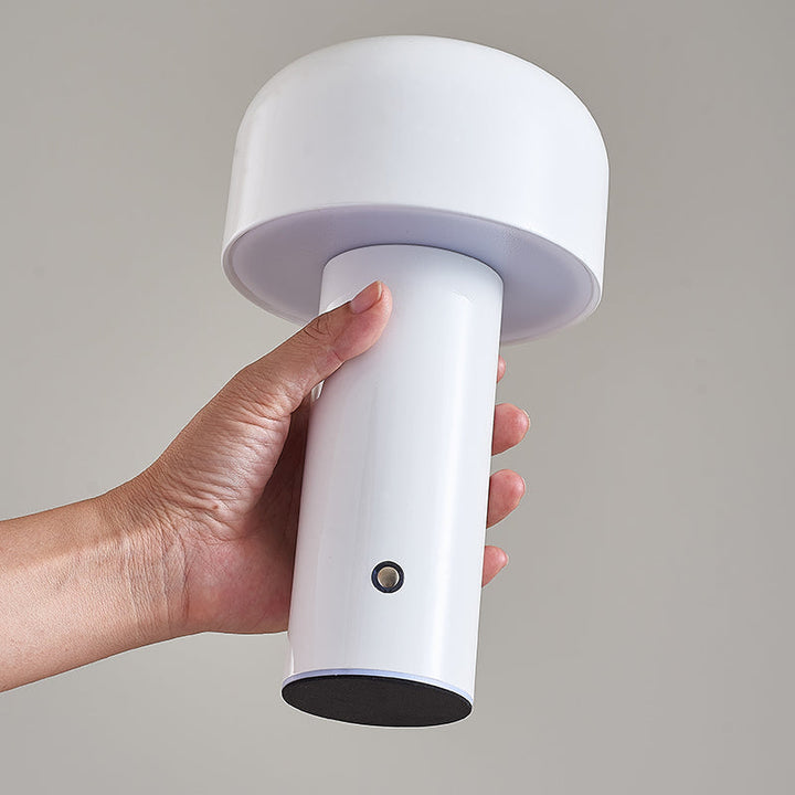 White Rechargeable Mushroom LED Lamp front view