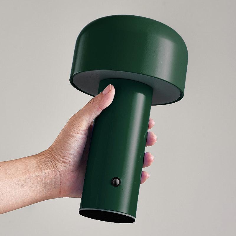 Evergreen Rechargeable Mushroom LED Lamp on nightstand