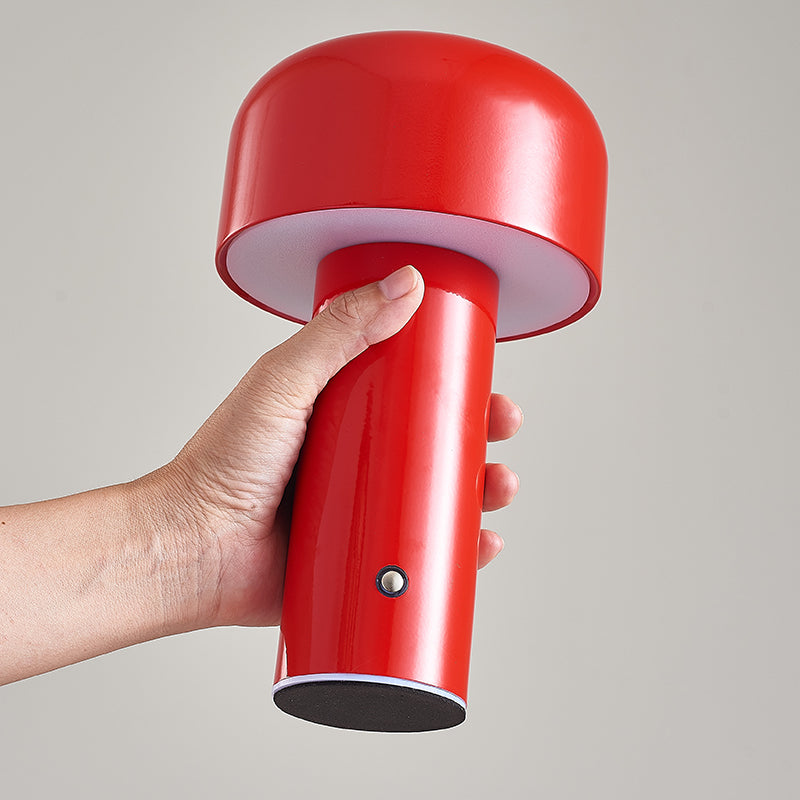 Red Rechargeable Mushroom LED Lamp front view