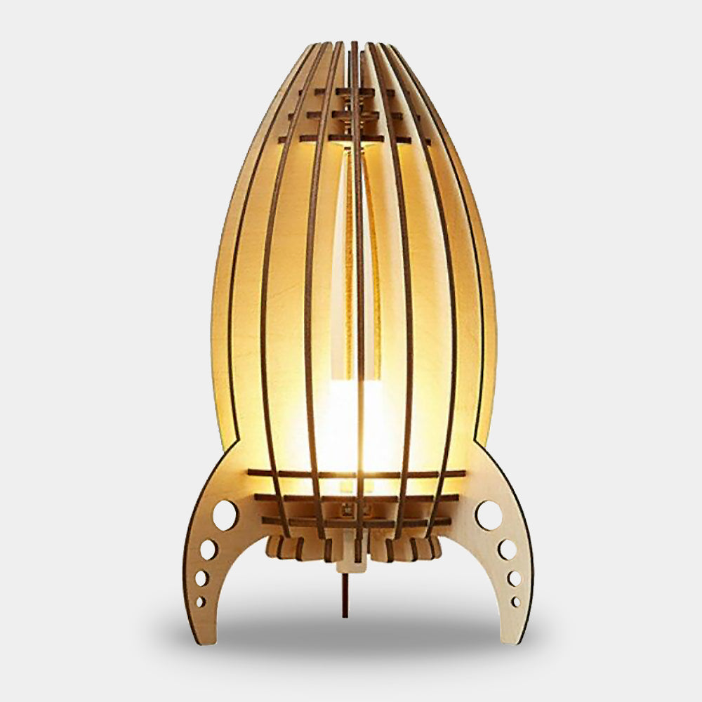 Whimsical Wooden Rocket Lamp 0