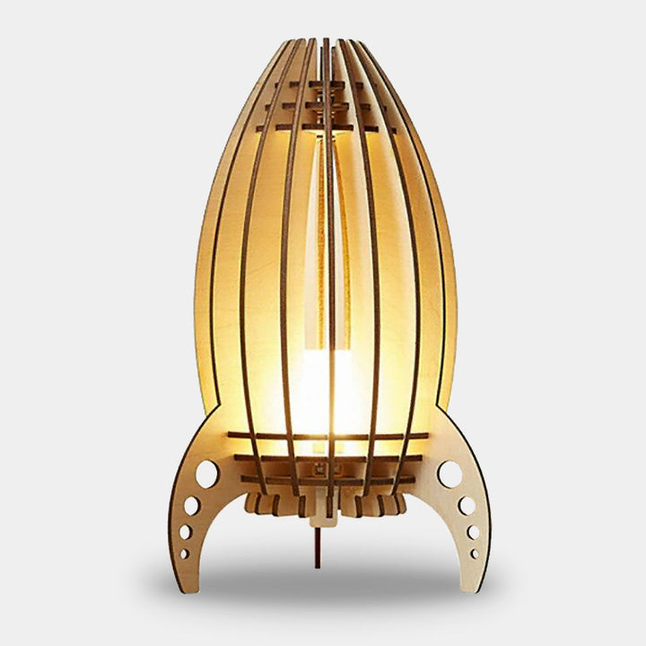 Whimsical Wooden Rocket Lamp 0