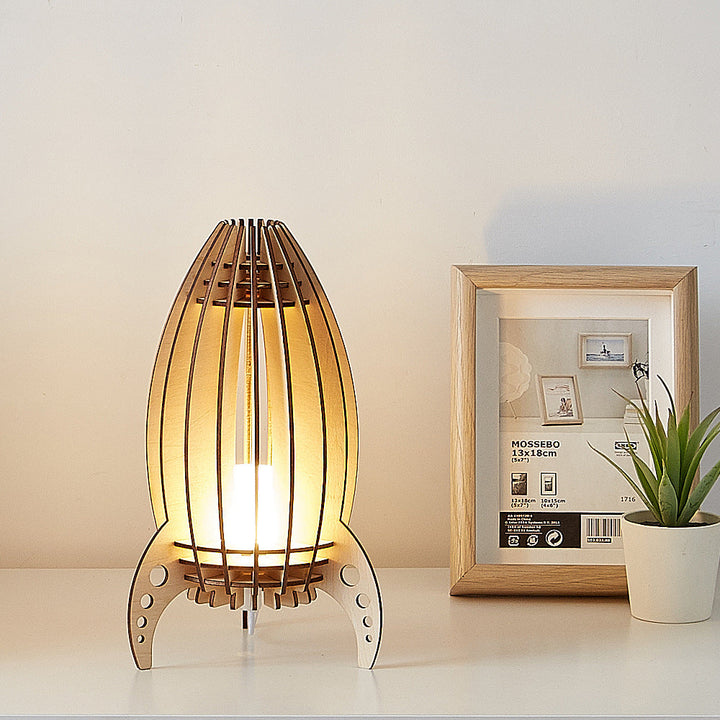 Whimsical Wooden Rocket Lamp 1