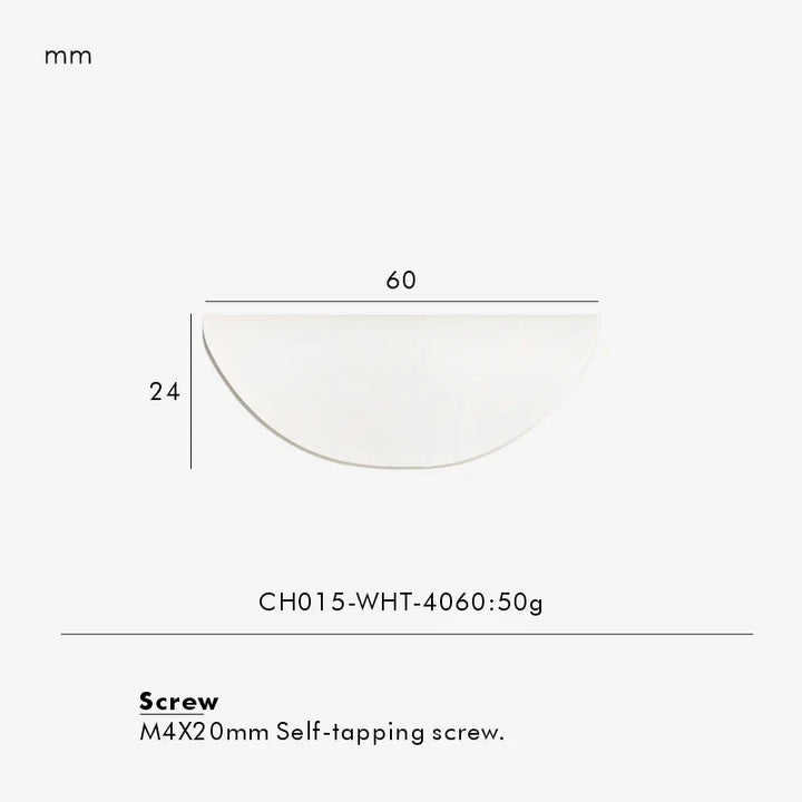 White Curved Folded-Edge Cabinet Pull 60mm