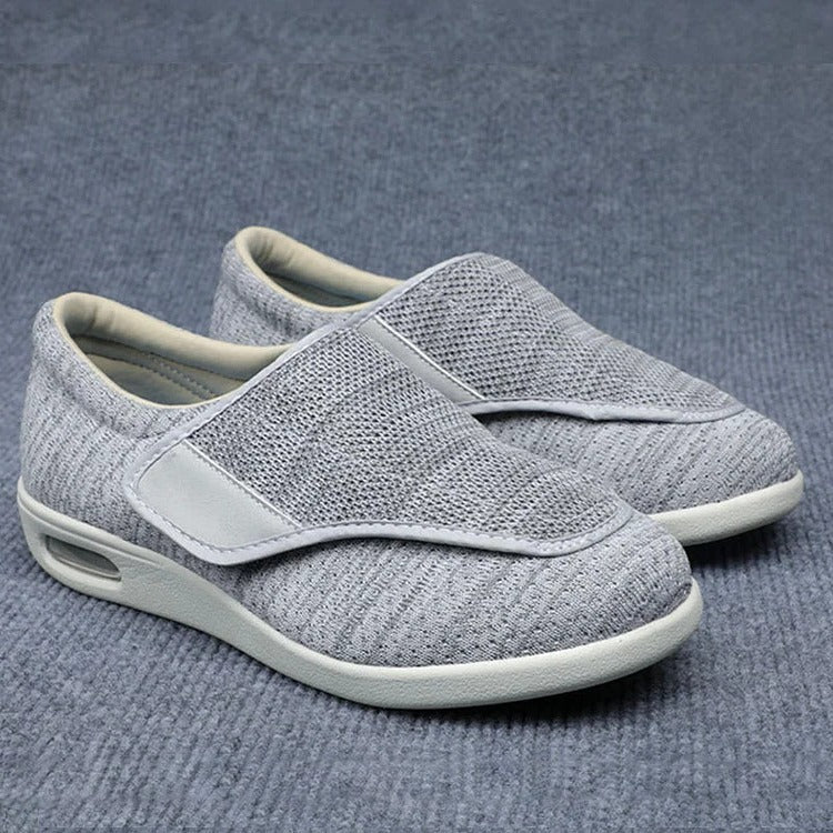 Light Gray Adjustable Wide-Fit Comfort Shoes pair front view